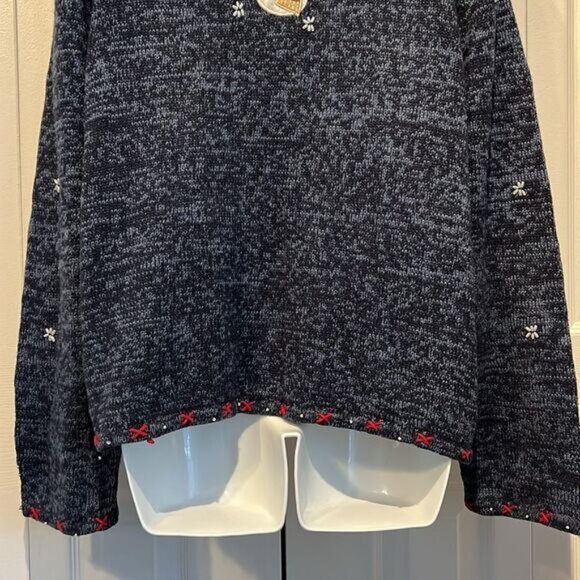 Designers Studio Blue Ramie organic linen and Cotton Snowman Sweater Size XL - Picture 13 of 16